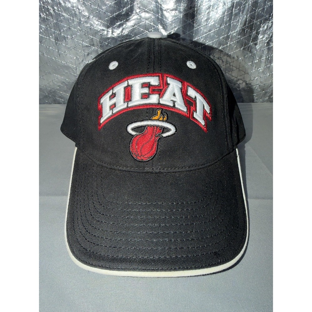 Vintage Miami Heat Hat Cap Strap Back One Size Black NBA Basketball Drew Pearson
